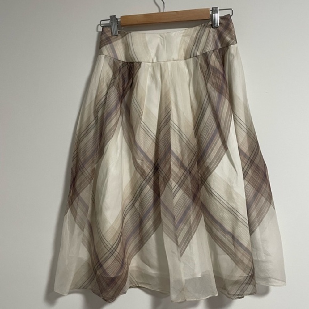Talbots Cream and Brown special occasions A-Line Skirt 4 petite